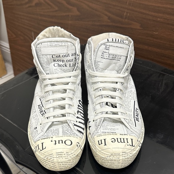 Newspaper Print High-Top Sneakers - Picture 1 of 5